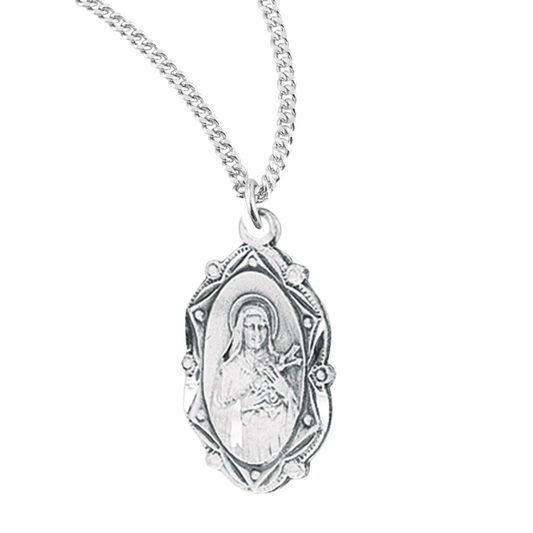 Saint Therese of Lisieux Oval Sterling Silver Medal, Catholic Gift, Made in USA