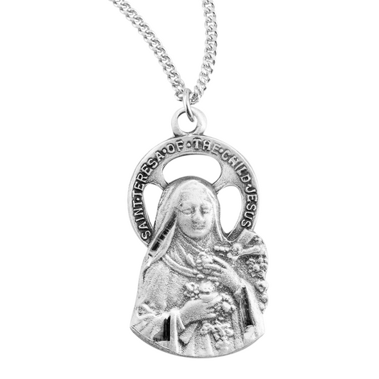 Saint Therese of Lisieux Cut Out Sterling Silver Medal, Catholic Gift, Made in USA