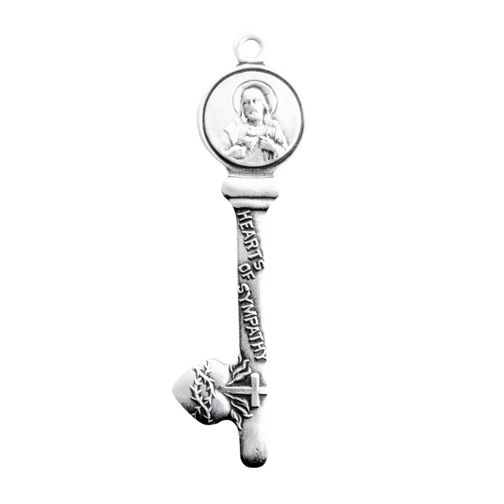 Hearts of Sympathy Sterling Silver Key Pendant Necklace — 18" Chain, Gift Box