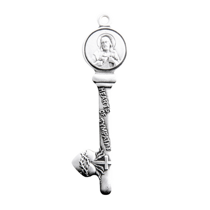Hearts of Sympathy Sterling Silver Key Pendant Necklace — 18" Chain, Gift Box