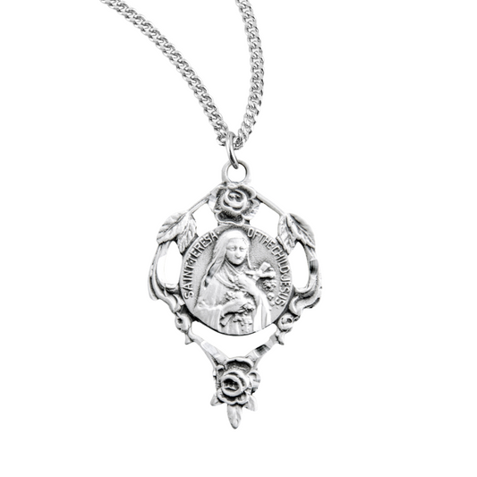 Saint Therese Round Sterling Silver Medal, Catholic Gift, Made in USA