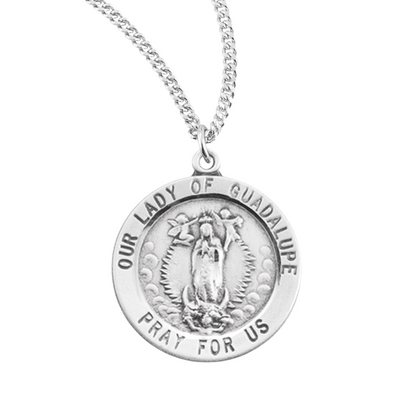 1-1/8" Round Our Lady of Guadalupe Medal on a , Catholic Gift, Made in USA