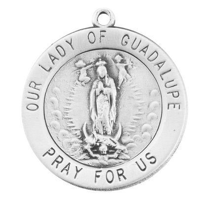 Our Lady of Guadalupe Sterling Silver Medal — 24" Chain, Gift Box Included