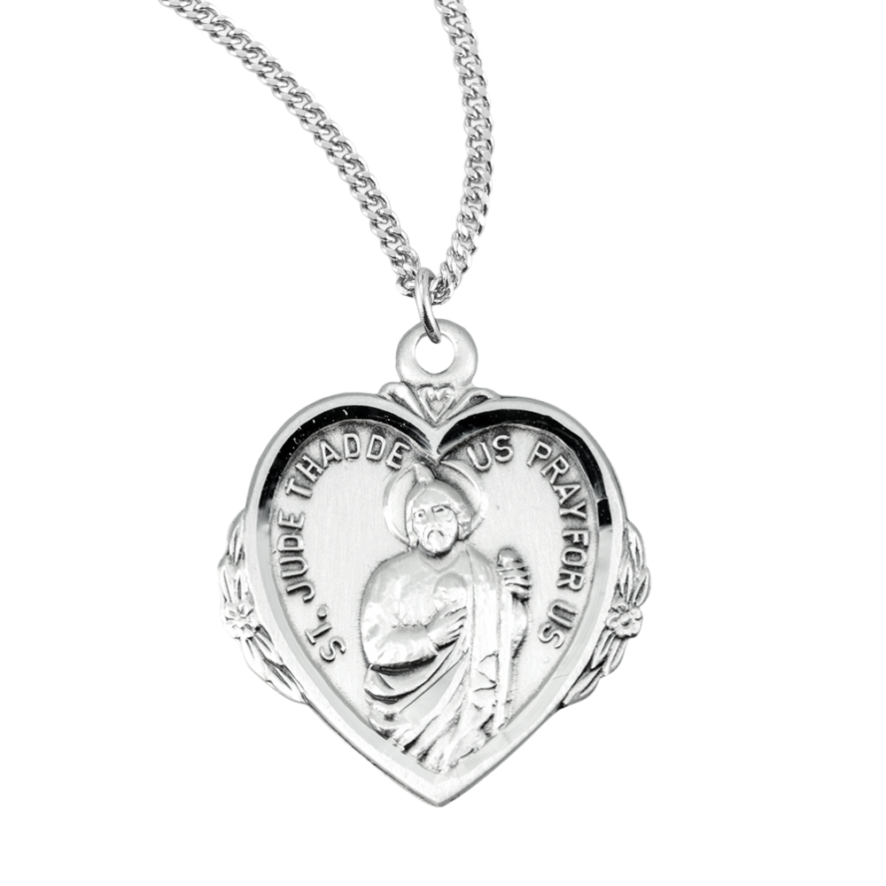 Saint Jude Heart Sterling Silver Medal, Catholic Gift, Made in USA
