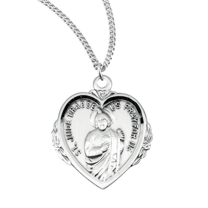 Saint Jude Heart Sterling Silver Medal, Catholic Gift, Made in USA