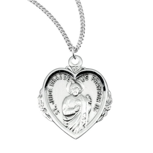 Saint Jude Heart Sterling Silver Medal, Catholic Gift, Made in USA