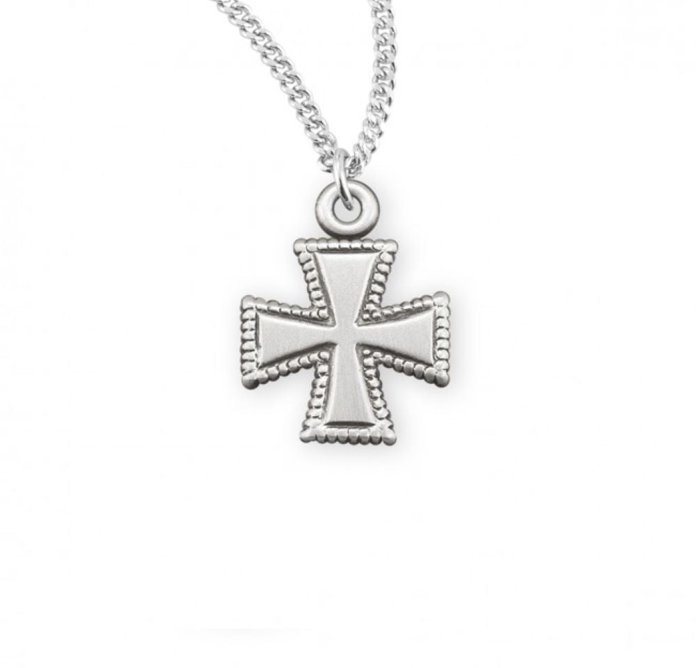 Sterling Silver Beaded Cross, Catholic Gift, Made in USA