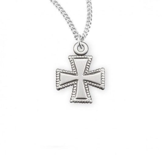 Sterling Silver Beaded Cross, Catholic Gift, Made in USA