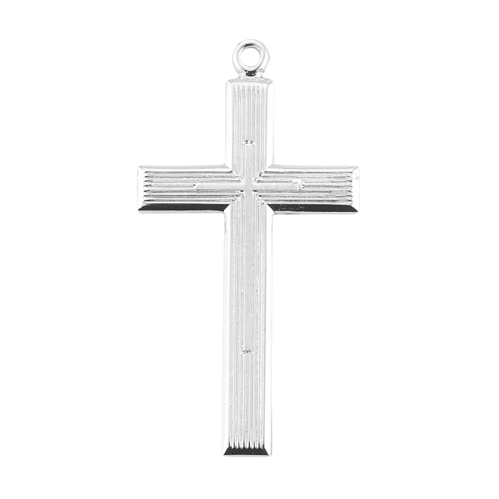 Sterling Silver Cross with Inlayed High Polished Cross — 18" Chain, Made in USA