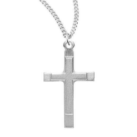 Fancy Sterling Silver Cross, Catholic Gift, Made in USA