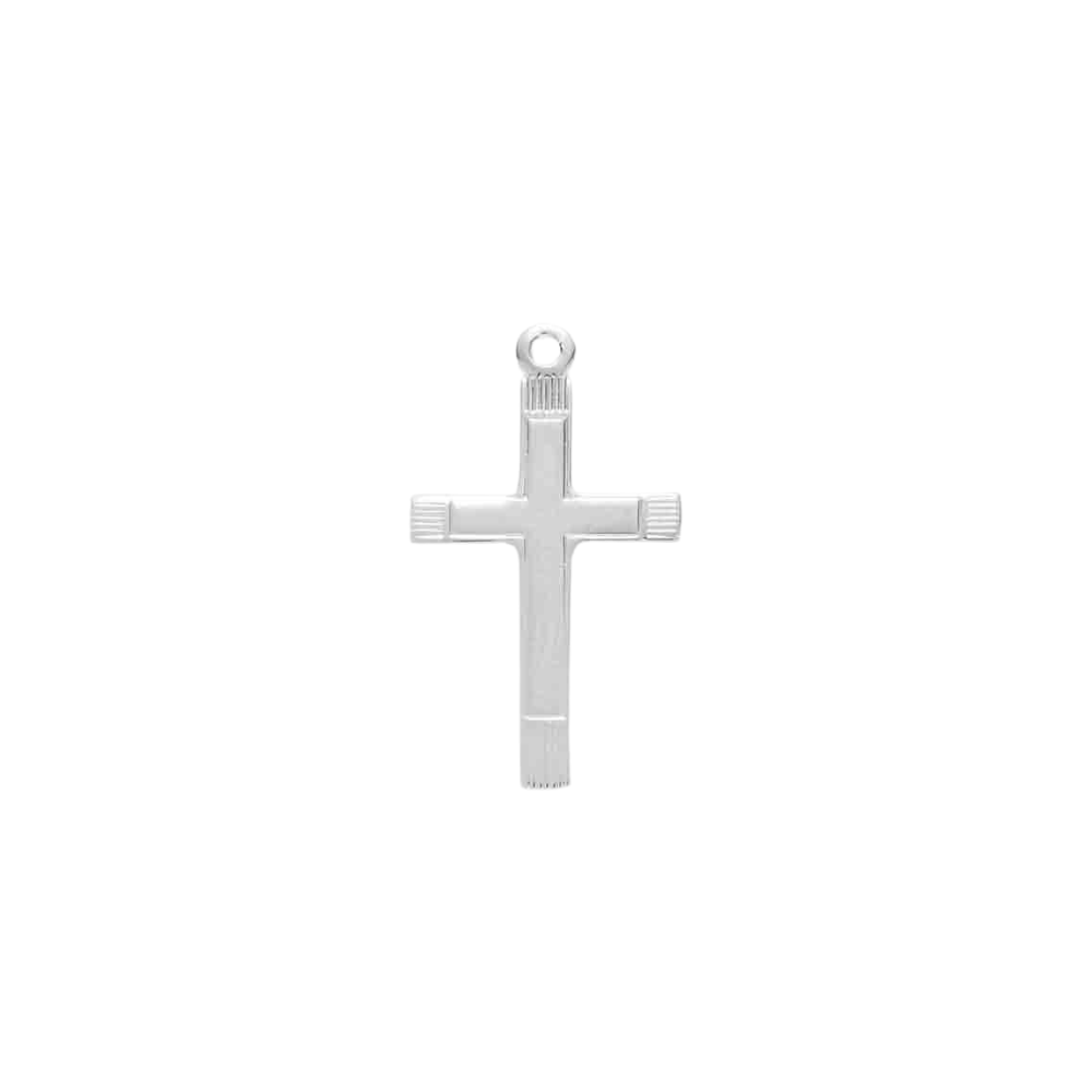 Fancy Cross Sterling Silver Pendant Necklace — 18" Chain, Gift Box Included