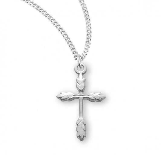 Sterling Silver Wheat Cross, Catholic Gift, Made in USA