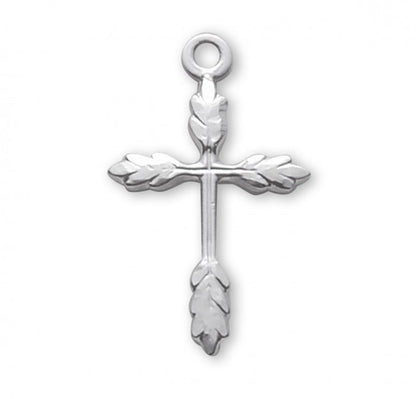 Wheat Cross Sterling Silver Pendant Necklace — 18" Chain, Gift Box Included