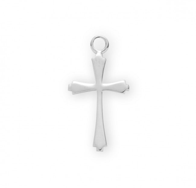 Taper End Cross Sterling Silver Pendant — 18" Chain, Made in USA, Gift Box Included