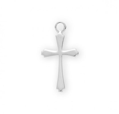 Taper End Cross Sterling Silver Pendant — 18" Chain, Made in USA, Gift Box Included