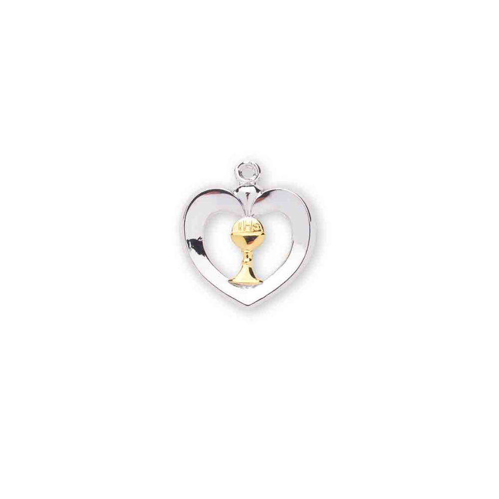 Chalice Heart Sterling Silver Pendant Necklace — 18" Chain, Gift Box Included