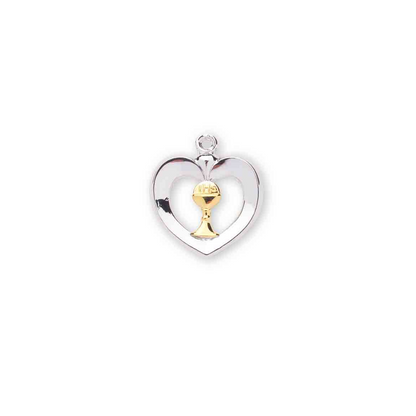 Chalice Heart Sterling Silver Pendant Necklace — 18" Chain, Gift Box Included