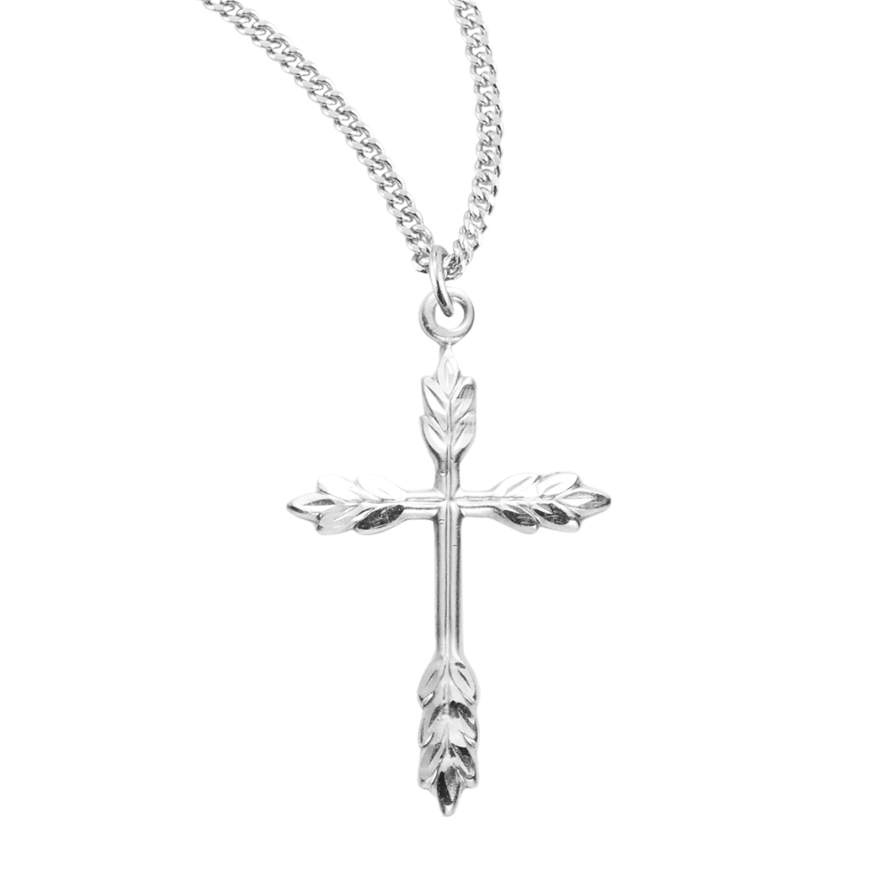 Sterling Silver Wheat Cross, Catholic Gift, Made in USA