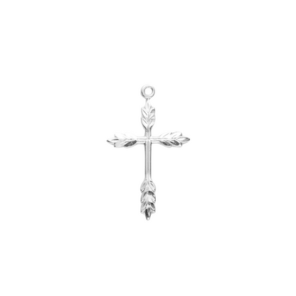 Wheat Cross Sterling Silver Pendant — 18" Chain, Made in USA, Gift Box Included