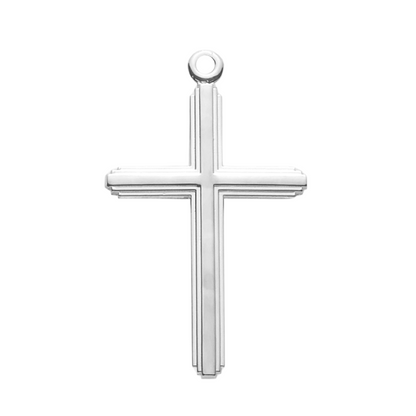 Inlay Cross Sterling Silver Pendant — 20" Chain, Made in USA, Gift Box