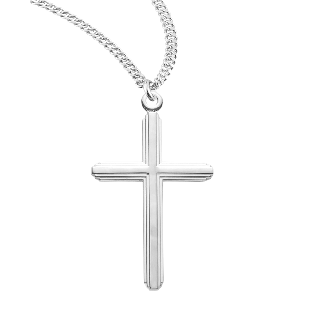 Sterling Silver Inlay Cross, Catholic Gift, Made in USA