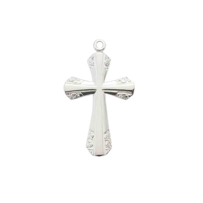 Two-Tone Inlay Cross Sterling Silver Pendant — 20" Chain, Made in USA, Gift Box