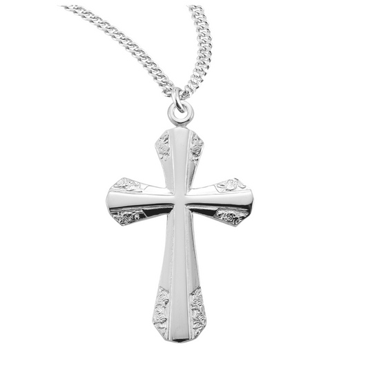 Two-Tone Sterling Silver Inlay Cross, Catholic Gift, Made in USA
