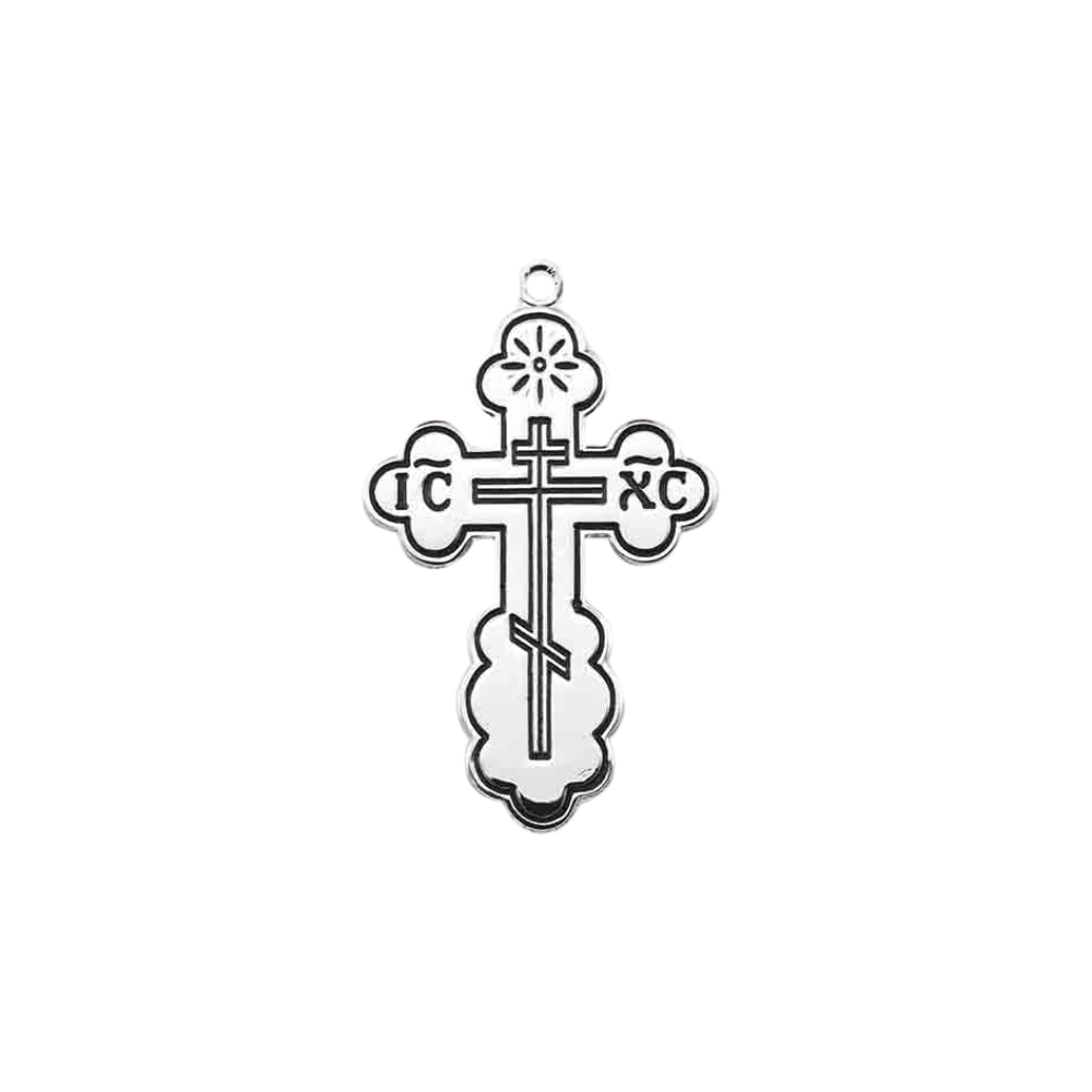 Byzantine Cross Sterling Silver Pendant Necklace — 20" Chain, Made in USA