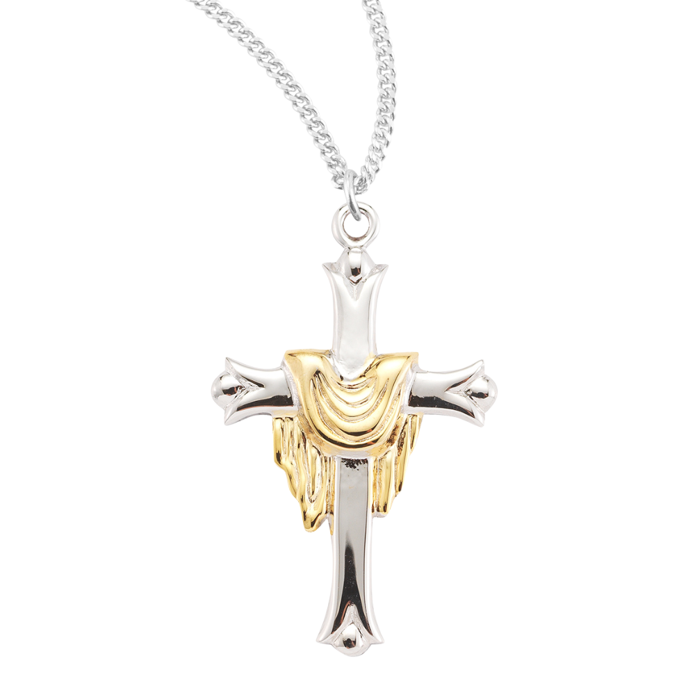 Sterling Silver Cross with a Gold Plated Robe, Catholic Gift, Made in USA