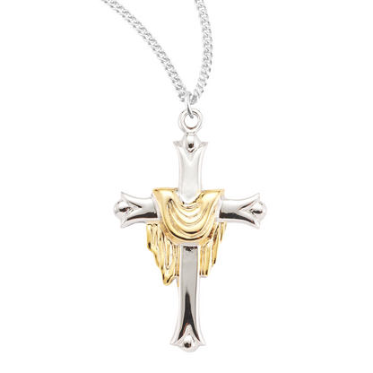 Sterling Silver Cross with a Gold Plated Robe, Catholic Gift, Made in USA