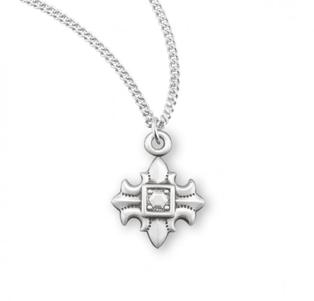 Sterling Silver Fleur De Lis Cros, Catholic Gift, Made in USA