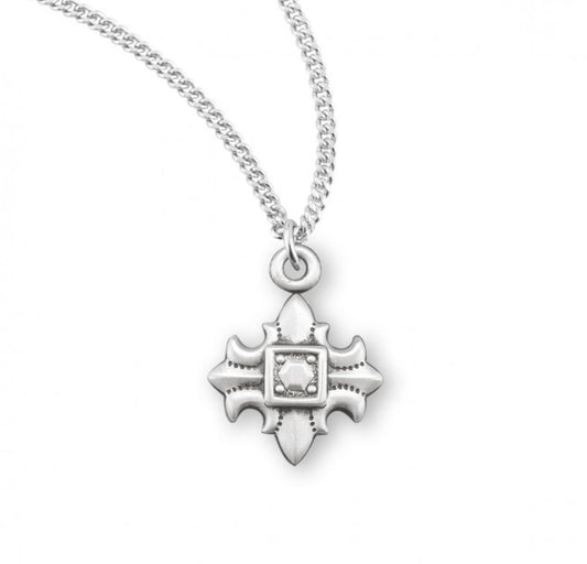 Sterling Silver Fleur De Lis Cros, Catholic Gift, Made in USA