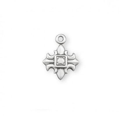 Fleur De Lis Cross Sterling Silver Pendant Necklace — 18 Inch Chain, Made in USA