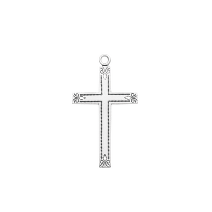 Flower Tipped Cross Sterling Silver Pendant Necklace — 18" Chain, Gift Box