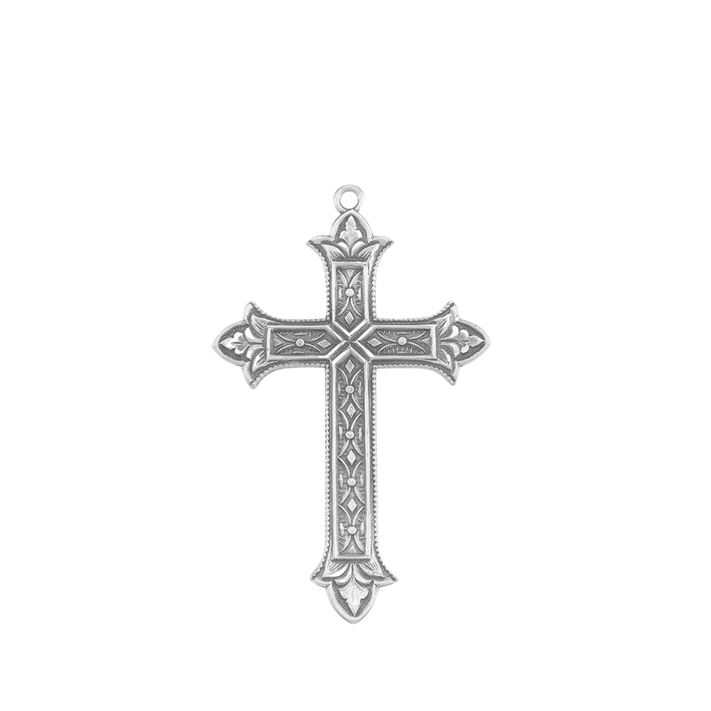 Detailed Cross Sterling Silver Pendant Necklace — 24" Chain, Gift Box Included