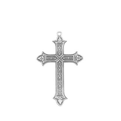 Detailed Cross Sterling Silver Pendant Necklace — 24" Chain, Gift Box Included