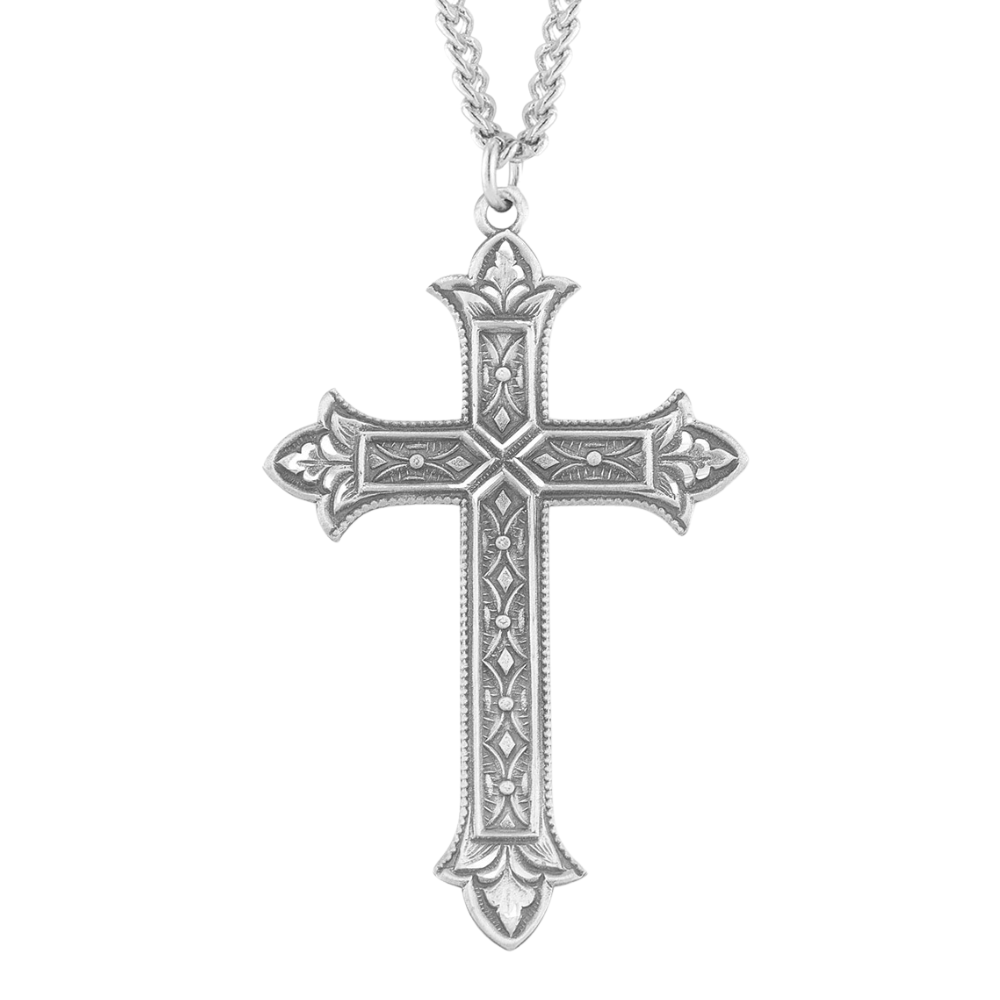 Sterling Silver Detailed Cross, Catholic Gift, Made in USA