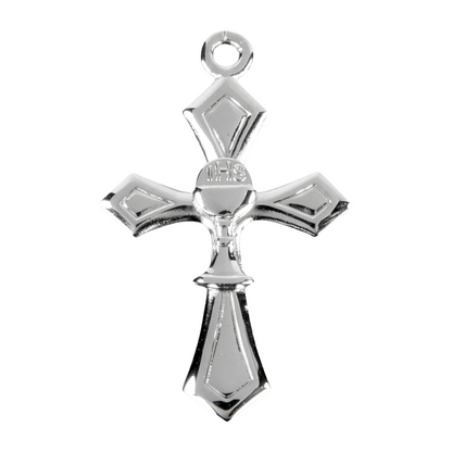 Sterling Silver Cross with Chalice Pendant Necklace — 18 Inch Chain, Gift Box
