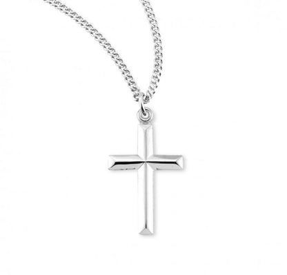 Sterling Silver Angle Edged Cross, Catholic Gift, Made in USA