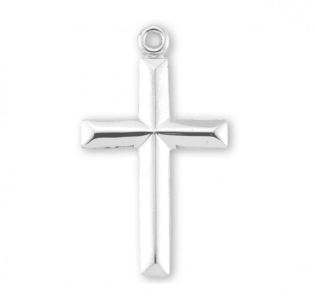 Angle Edged Cross 16kt Gold Over Sterling Silver Pendant — 18" Chain, Gift Box