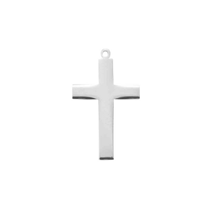 Plain Cross Sterling Silver Pendant — 24" Chain, Made in USA, Gift Box Included
