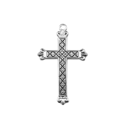 Black Enameled Cross Sterling Silver Necklace — 18" Chain, Gift Box Included