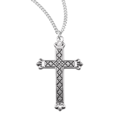 Sterling Silver Black Enameled Cross, Catholic Gift, Made in USA