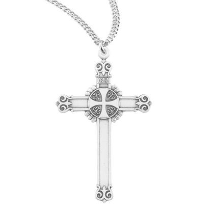 Sterling Silver Fancy Cross, Catholic Gift, Made in USA