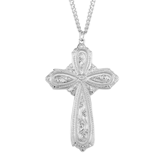 Sterling Silver Fancy Cross, Catholic Gift, Made in USA