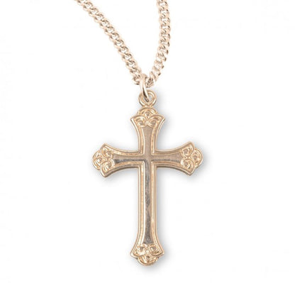 16kt Gold Plated Sterling Med Fancy Cross , Catholic Gift, Made in USA