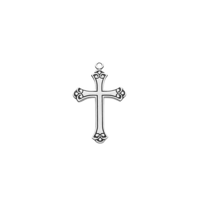 Black Enameled Sterling Silver Cross Pendant — 18" Chain, Gift Box Included