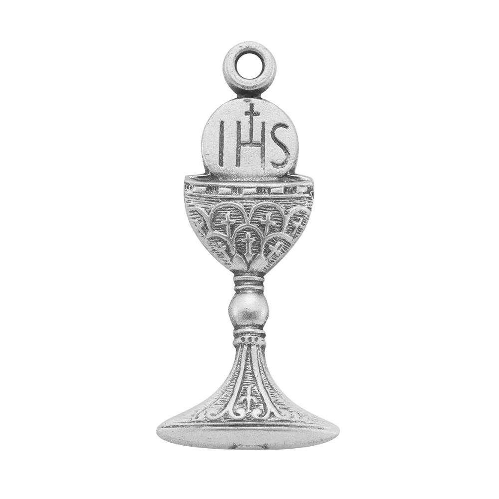 Traditional Chalice 16kt Gold Over Sterling Silver Pendant — 18" Chain, Gift Box