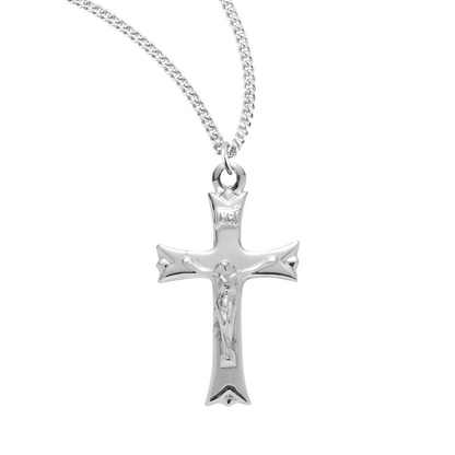 Notched Flared Tipped Sterling Silver Crucifix, Catholic Gift, Made in USA