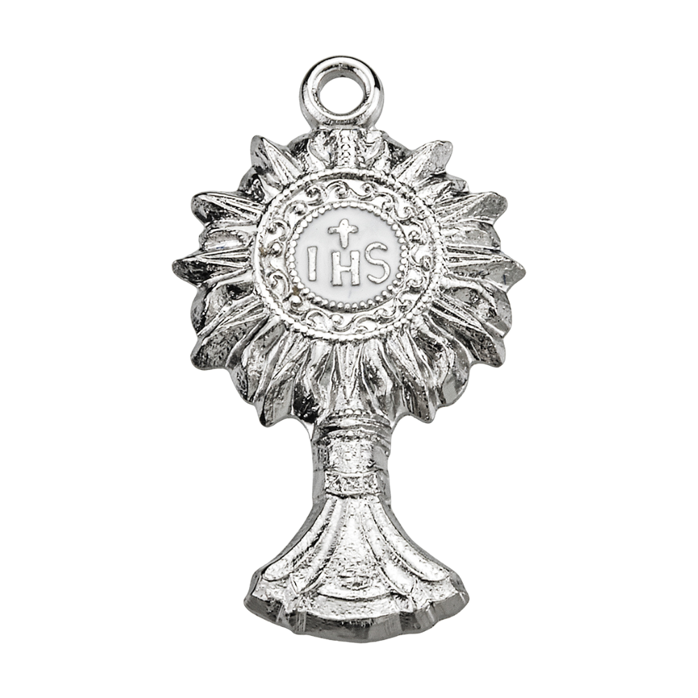 Monstrance Sterling Silver Pendant Necklace — 18" Chain, Gift Box Included